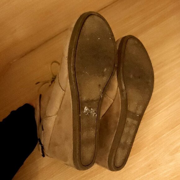 Call It Spring Tan Lace Up Faux Suede Wedge Boots 7 - Picture 7 of 8